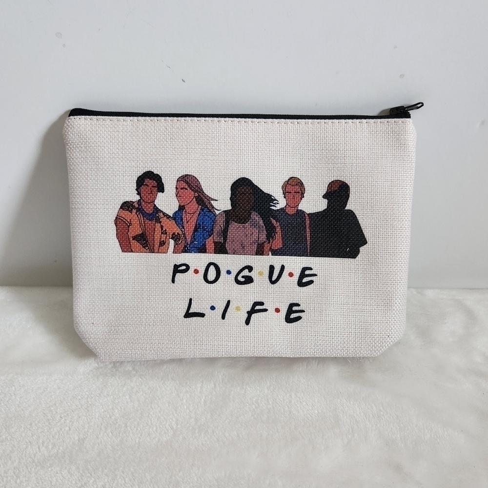 POGUE LIFE Outerbanks White Tweed Canvas Pouch Cosmetic Bag NWT